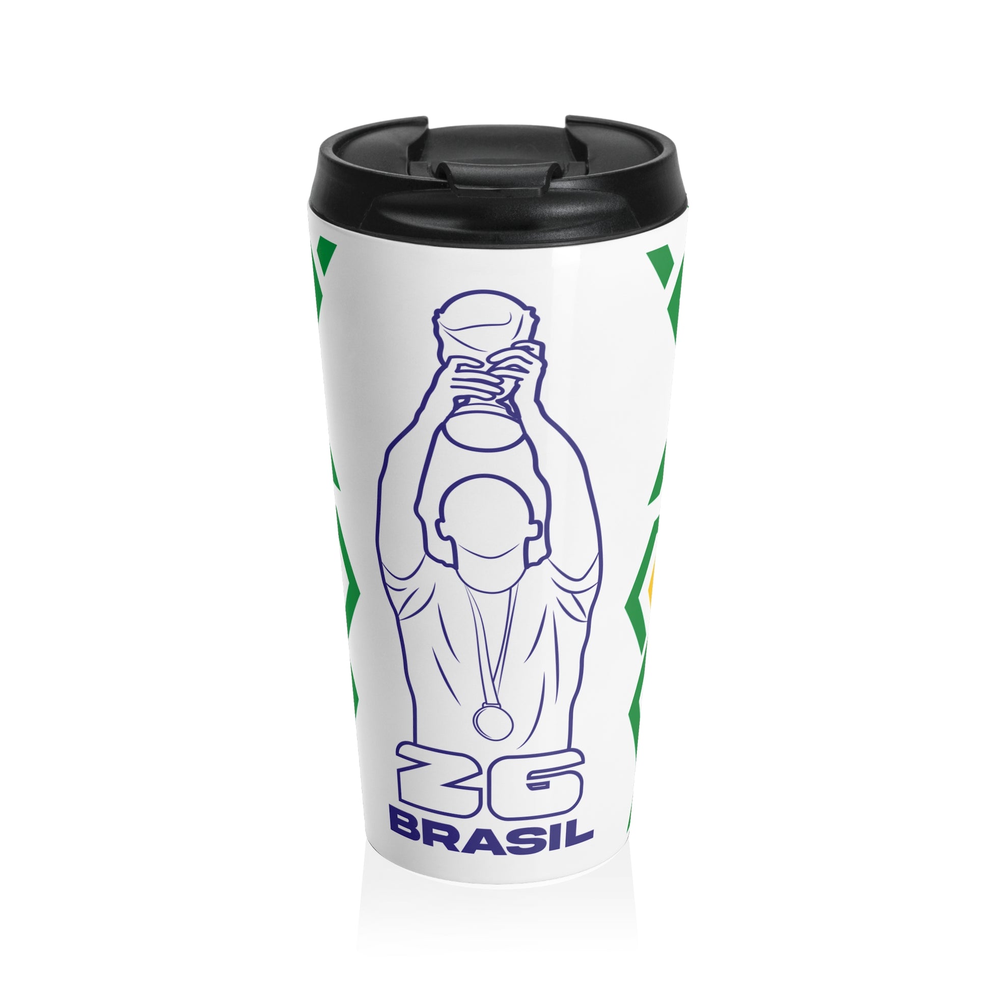 Brasil Festive Steel Travel Mug for Coffee Lovers, Perfect Holiday Gift, Drinkware, Ideal for Travel, Eco-Friendly Cup