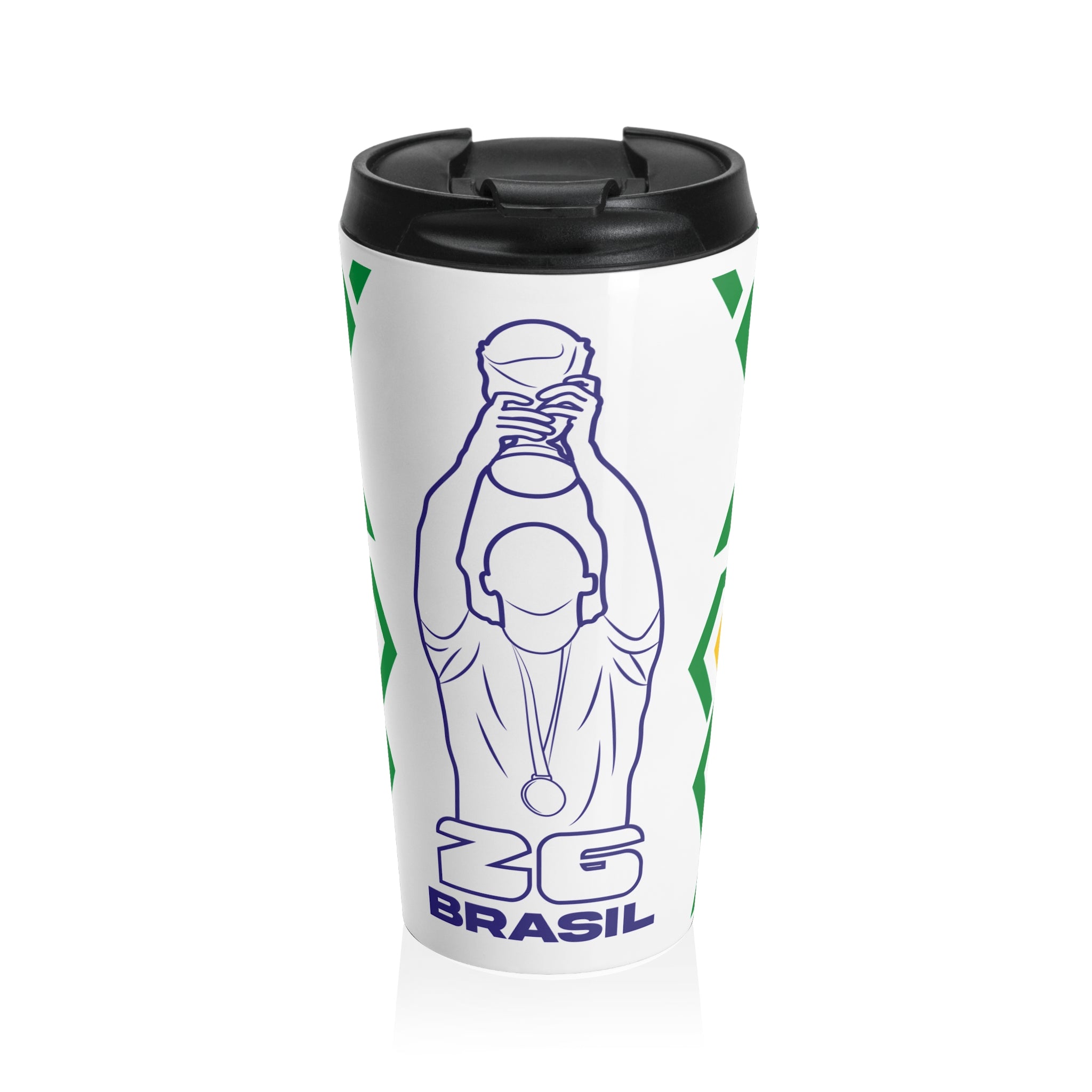 Brasil Festive Steel Travel Mug for Coffee Lovers, Perfect Holiday Gift, Drinkware, Ideal for Travel, Eco-Friendly Cup