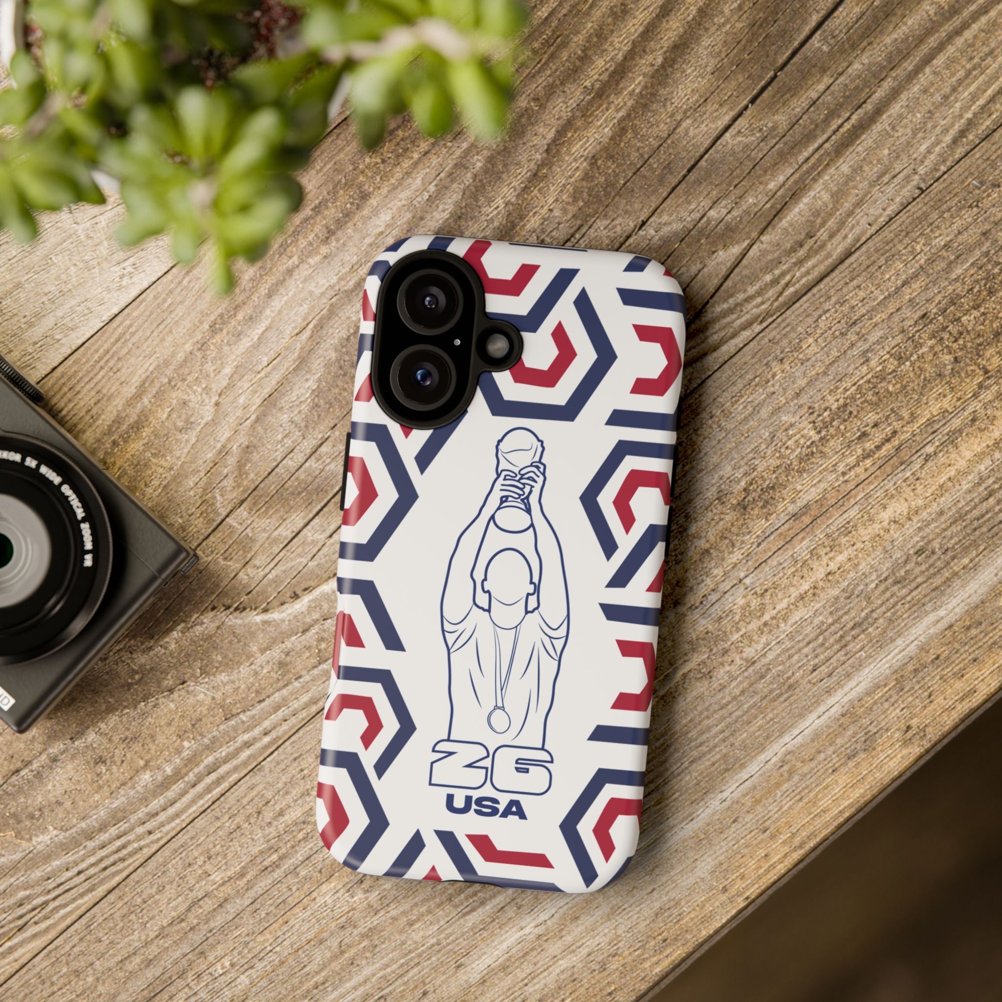 USA Flag Phone Case, Tough Phone Cover, Patriotic Gift, Unique Mobile Accessory, Holiday Red and Green Design