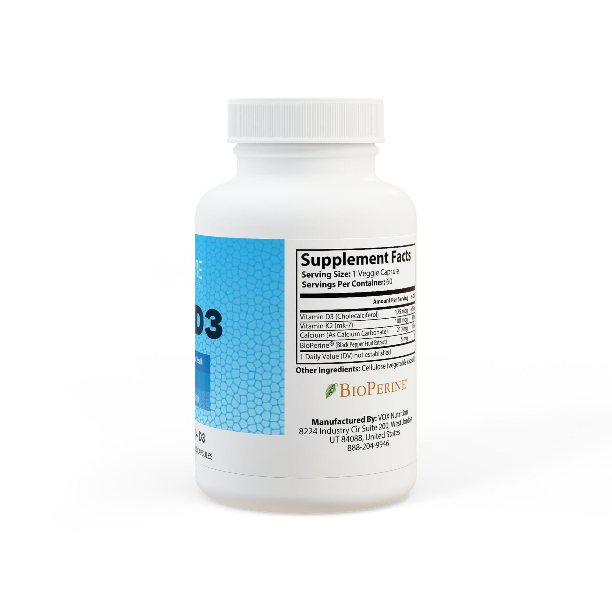 Vitamin K2 + D3 Supplement (60 Capsules)